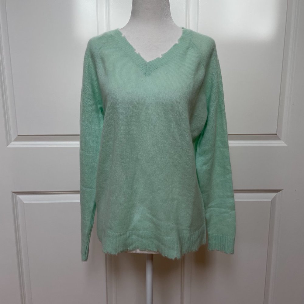 Distressed Cashmere V Neck Sweater from Minnie Rose
